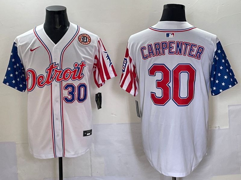 Men Detroit Tigers #30 Carpenter White National Flags 2025 Nike MLB Jersey style 2